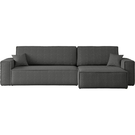 Divano angolare convertibile con funzione letto in tessuto bouclé antracite Karl XL PREMIUM