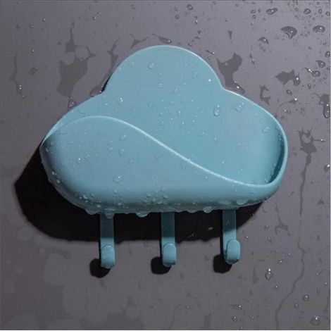 Étagère de salle de bain rose en forme de nuage avec crochets robustes et porte-savon mural (1/4)