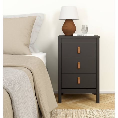 Dmora - Mesa de noche Lombardia, Cómoda baja, Mesilla de noche, Estante de la cama, 44x38 h70 cm, Negro (1/5)