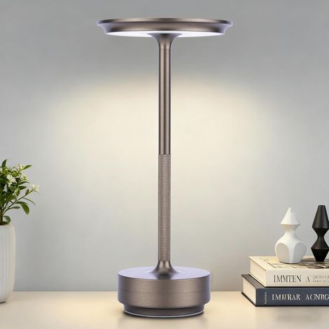 Lampada da scrivania ricaricabile senza fili – LED, dimmerazione continua sensibile al tocco, lampada portatile in metallo per esterni – argento (1/5)