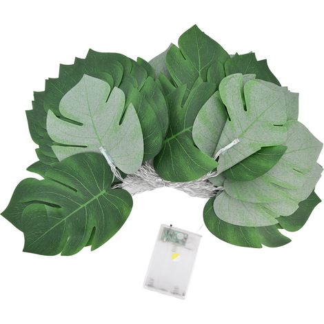 Guirlande lumineuse LED 6m feuillage artificiel vert, mode fixe et clignotant, lampe simulateur de plantes pour décoration (1/5)