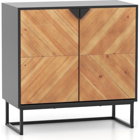 Credenza buffet con storage con piedini antiscivolo per soggiorno, Tavolino con ante e ripiano Nero (1/5)