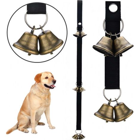 Campana de entrenamiento, 7 campanillas, cuero resistente, ajustable, para perros y gatos (1/5)