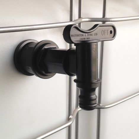 Lot de 3 Robinet de cuve de récupération d'eau 1000L – Sortie mâle 3/4'' – Raccord rapide Gardena – Évacuation trop-plein pour chantiers humides (1/2)
