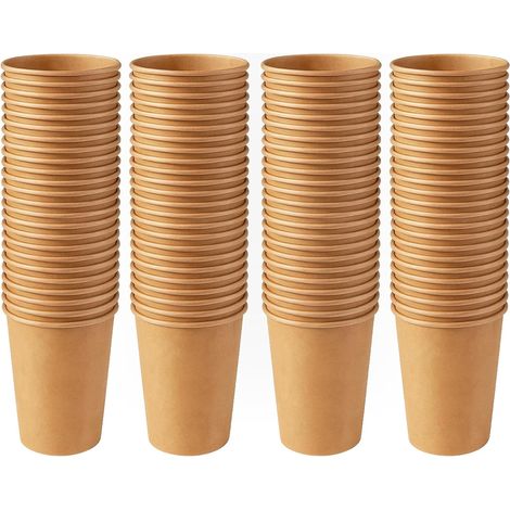 Gobelets en papier kraft JeiibrZui - 200 ml - Lot de 100 - Résistants à la chaleur et étanches, parfaits pour le café, le thé et les fêtes (1/5)
