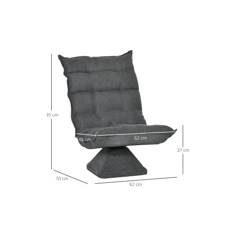 Fauteuil de sol gris en microfibre avec dossier réglable et assise pivotante pour salon bureau et coin lecture (1/5)
