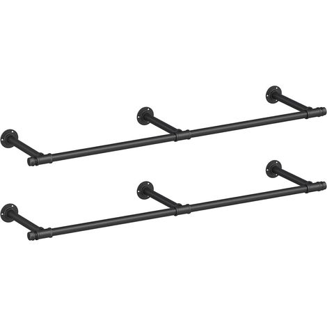 Perchero de pared estilo industrial ahorra espacio 304 x 170 x 7 cm capacidad de carga 68 kg fácil montaje acero negro 120007827 (1/5)