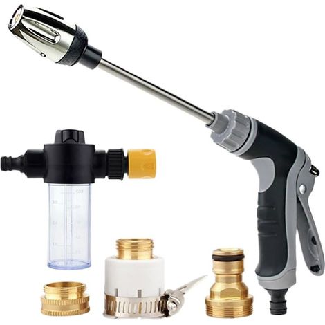 Lance Nettoyeur Haute Pression Acier Inoxydable ABS Rotation 360 Degrés 3 Modes pour Jardin Patio (1/5)