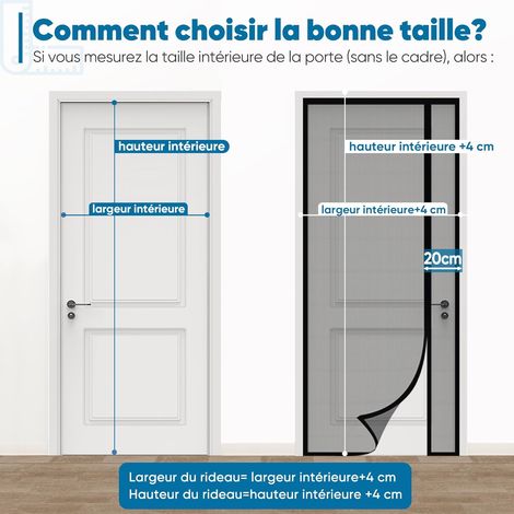 Moustiquaire Magnétique Sekey MC63 90x210cm - Résiste Aux Griffes De Chat, Noir