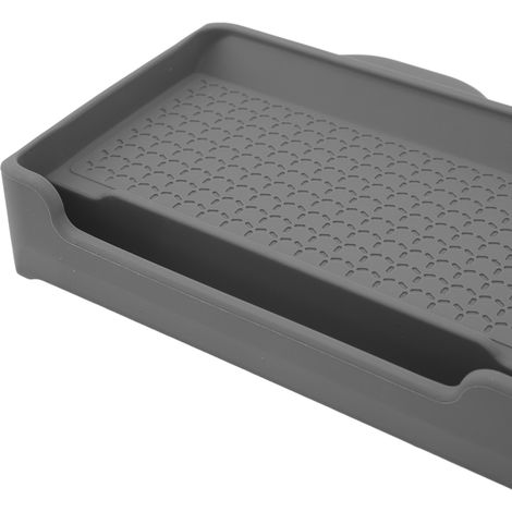 Rangez vos essentiels avec ce organiseur multifonction en silicone pour tableau de bord Tesla Model 3/Y, gris, étui à aimant caché, rangement pratique. (1/5)