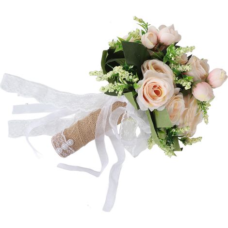 Bouquet de mariée artificiel réaliste, moderne et élégant, avec champagne, idéal pour les photos de mariage. (1/5)