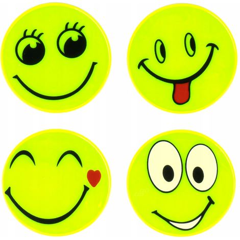 Adesivi di avvertimento fluorescenti e riflettenti per bambini, con faccine sorridenti (1/3)