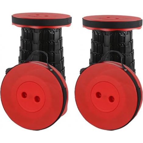 Set of 2 portable folding stools for hiking, fishing, trekking, maximum weight: 210 kg (red and black) (1/5)