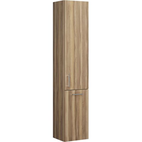 Burgbad Eqio Hochschrank, 1 Tür und 1 Wäschekippe, mit Stangengriff Anschlag rechts Frassino Dekor Cappuccino