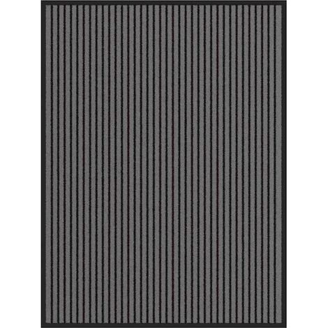 Zerbino antiscivolo a righe per interni ed esterni 90 x 120 cm PP nero 020058141