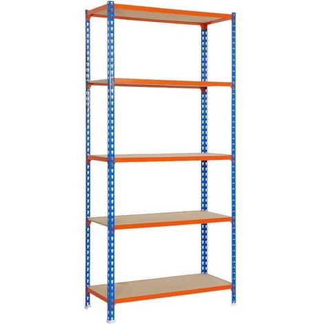 ESTANTERÍA AZUL/NARANJA 5 BALDAS DE MADERA 2000 X 1000 X 500 MM (1/5)