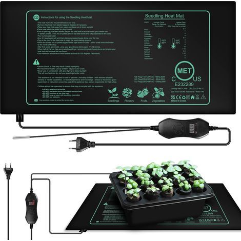 Tapis chauffant pour plantes avec thermostat, tapis chauffant avec thermostat, tapis chauffant numérique pour serre, tapis chauffant pour serre d'intérieur, tapis chauffant pour semis, germination des (1/5)