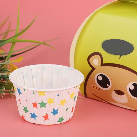 50 Stück Mini-Cupcake-Förmchen, runde Papierförmchen, Kuchenbackförmchen, Muffinförmchen, für Zuhause, Partys, Hochzeiten (Stern) (1/5)