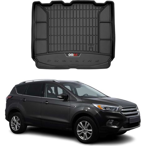 Tapis de Coffre 3D TPE Premium Compatible avec Ford Kuga II 2013-2019  Bac de Protection de Coffre Intérieur antidérapant Revêtement de Coffre Bords Hauts pour Voiture Noir (1/5)