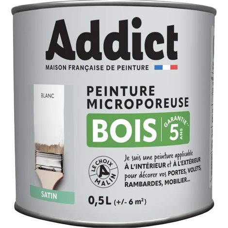 Peinture Bois Microporeuse Addict Blanc Satin 0,5 L