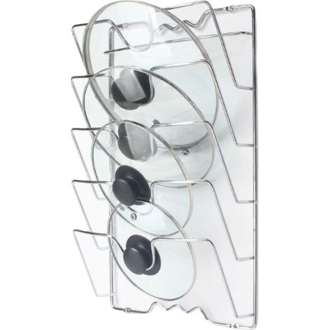 Support Pour Couvercles De Casserole - 43x28 cm - Montage Sur Porte De Placard - Capacité 5 Couvercles - Métal (1/5)