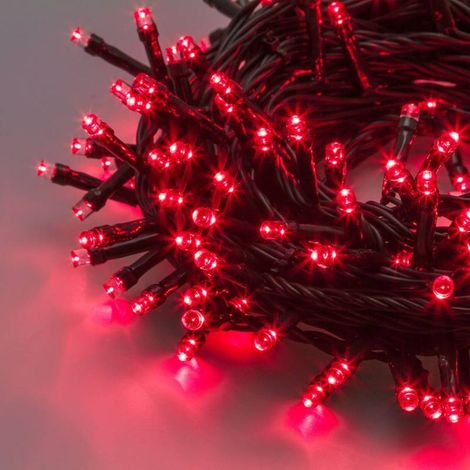 Guirlande lumineuse rouge 12,8M 320 LED 8 modes câble vert IP44 31V Lotti