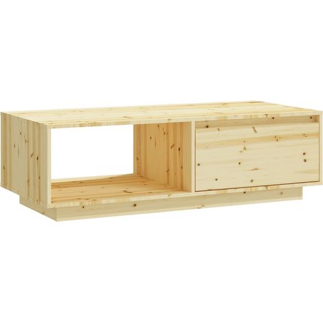 Mesa de centro de salón con espacio de almacenaje, diseño sencillo, 110 x 50 x 33,5 cm, madera maciza de abeto DEC036982