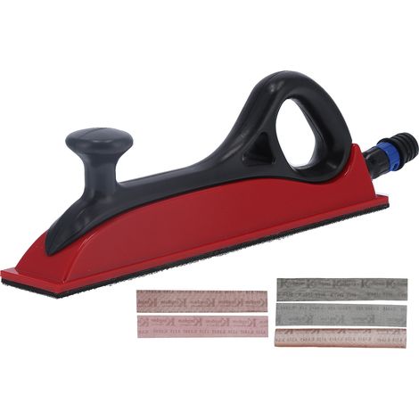Ortviai Bloc de ponçage carré avec aspiration intégrée 40 cm – mousse abrasive pour bois et nettoyage bâtiment, noir/rouge (1/5)