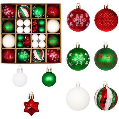 44 Boules de Noël, Plastique écologique, Décorations variées, Ornements légers, Sapin élégant (1/5)