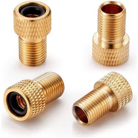 Presta-Ventiladapter aus Messing, wandelt das Presta-Ventil Ihres Fahrrads in einen Schrader-Ventiladapter um, um Reifen mit einer Standardpumpe oder einem Luftkompressor aufzupumpen (4er-Pack) (1/5)