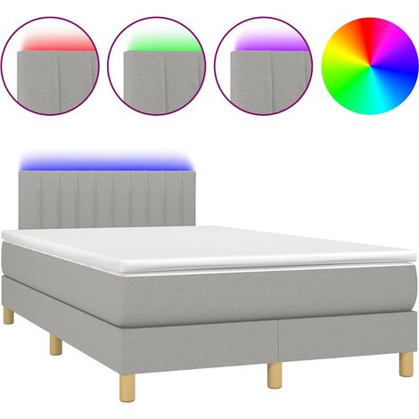Maison Exclusive - Letto a Molle Materasso e LED Grigio Chiaro 120x190 cm Tessuto