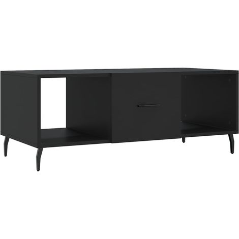 Table basse avec 3 compartiments design moderne 102 x 50 x 40 cm bois d'ingénierie noir et fer DEC039601