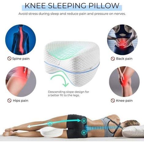2x Oreiller Jambes Orthopédique. Coussin Ergonomique Releve-Jambes. Coussin Genoux pour Dormir Sur le côté avec Memoire Forme pour Soulagement de Douleur au Dos, Hanches, Sciatique et Articulaires.