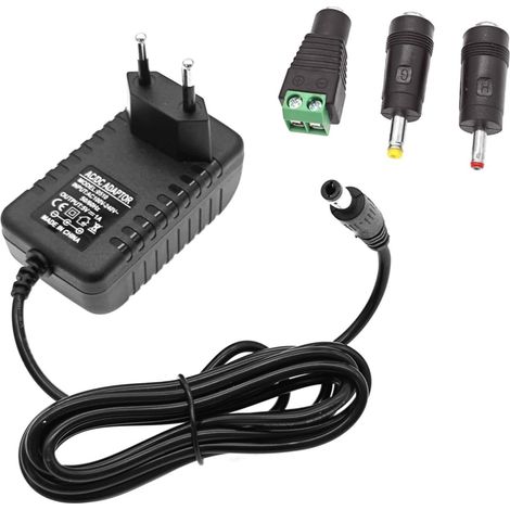 5V 1A 5W Alimentation avec fiche 5,5 x 2,5 mm, 3 fiches interchangeables 4,0 x 1,7 mm et 3,5 x 1,35 mm, connecteur LED, Chargeur Mural AC/DC, Compatible avec Prise 5,5 x 2,1 mm (1/5)