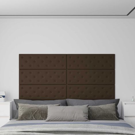 Wandkopfteilen 12 pcs Braun 90 x 30 cm Kunstleder