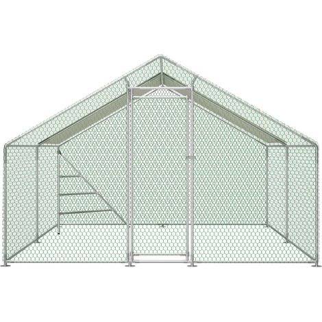 Volière métallique 3x4m avec structure d'escalade intégrée, adapté aux animaux de compagnie, de haute qualité et durable