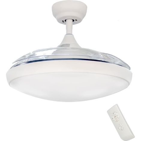 Ventilateur avec lumière LED blanche et pales pliables pour plafonds hauts et bas (1/5)