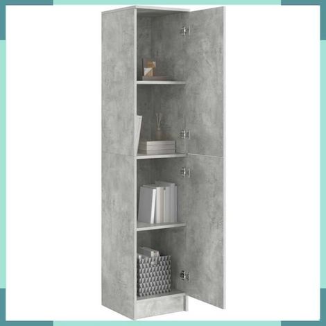 Haut Armoire - 869333 - Gris béton - 35 x 39 x 168 cm - 2 portes (1/5)