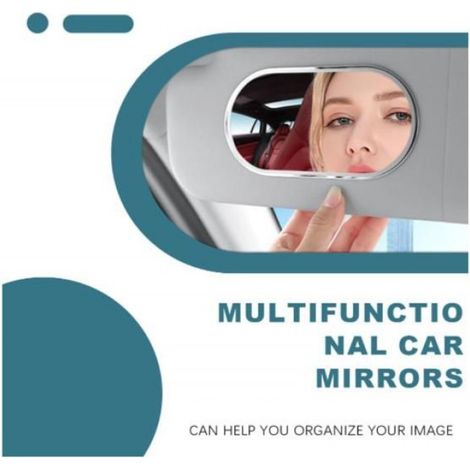 Miroir Voiture - 110 x 65 mm - Pour Pare-Soleil ou Dossier Siège - Auto-Adhésif - Acier Inoxydable - 1 Pièce (1/5)
