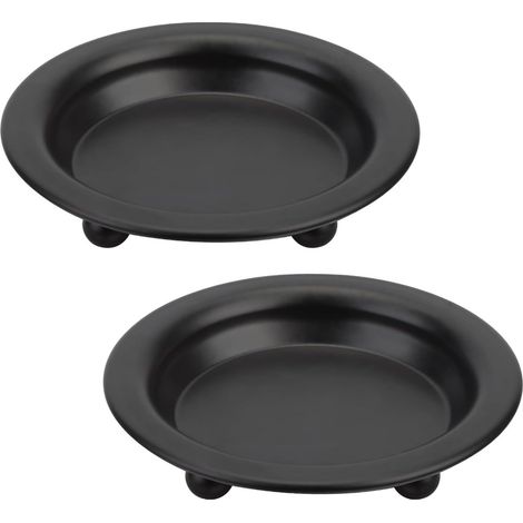 Bougeoir noir, lot de 2 plateaux ronds pour bougies piliers, décoration de table en métal (1/4)