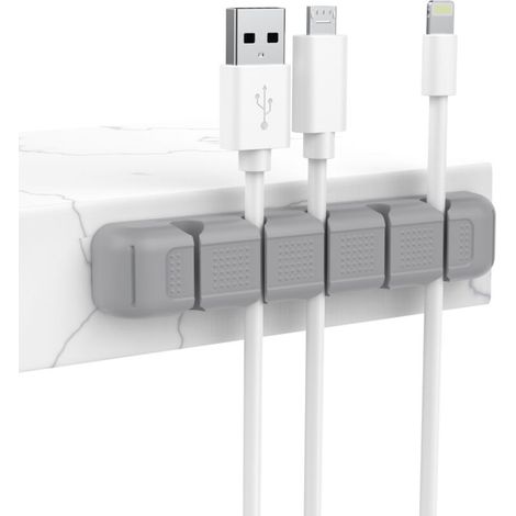Schreibtisch-Kabelorganizer mit 5 Steckplätzen und grauen Clips (1 Stück), USB-Kabelhalter, ideal für Zuhause, Büro und Auto. (1/5)