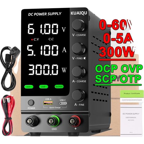 Fuente de alimentación de CC, voltaje ajustable, funciones de protección, SPS-C605S (1/2)