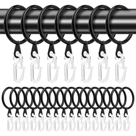 Anneaux de rideau de douche - CUNEARY - 50 pièces - Noir - Diamètre intérieur 30 mm - Accessoires CAMION (1/5)
