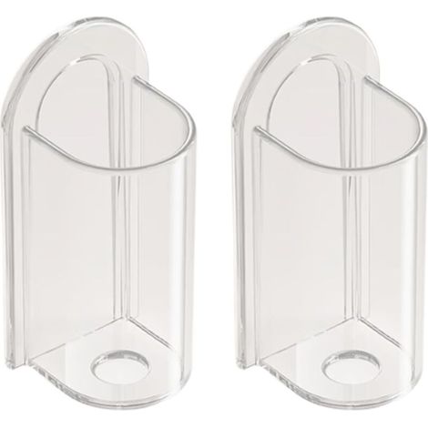 Lot de 2 supports de brosse à dents électrique transparents, fixation murale sans perçage, pour salle de bain et cuisine (1/5)