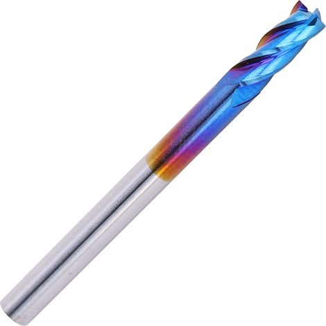 4-schneidiger Schaftfräser aus Wolframstahl mit NanoBlue-Beschichtung, CNC-Fräser mit geradem Griff (3,175 x 3,175 x 8) (1/5)