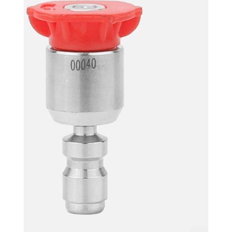 Lot de 4 embouts de buse de nettoyeur haute pression 6,35 mm à connexion rapide en laiton avec 0 15 25 40 degrés pour machine de nettoyage 4000 psi rouge, jaune, vert, blanc (rouge) (1/5)