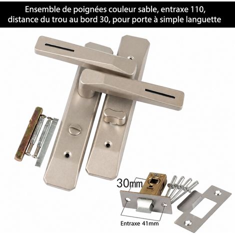 Serrure à poignée levier en aluminium, panneau plat nickel sablé, entraxe 110 mm, pêne simple 30 mm 30 réf 0838 10 g – Livraison gratuite