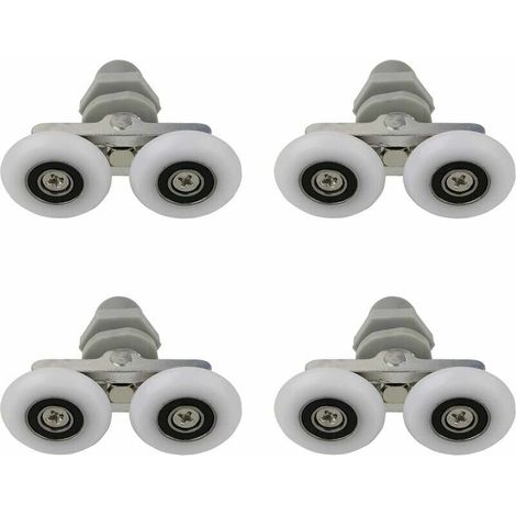 Duschtürrollen, Doppelräder, Duschtürrollen, Gleiträder, Ersatz-Duschrolle für Badezimmer-Duschtüren, Badezimmer-Ersatzteile, 27 mm, 4 Stück (1/4)