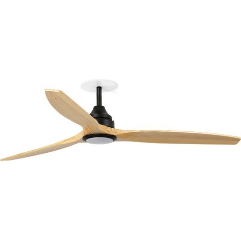FARO Ventilatore a soffitto Alo DC Ø1520 mm Nero pale in pino LED integrato CCT regolabile 6 velocita funzione inversa compatibile TUYA per soffitti inclinati FARO-33719DCSRWT