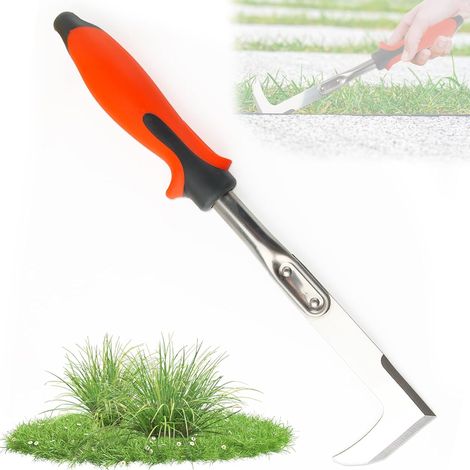 1 PCS Desherbeur Manuel, Grattoir de Jardin à Gazon à Manche en Acier Inoxydable, Désherbeur de Type Faucille (1/5)